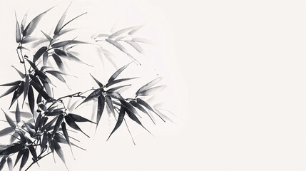 Obraz premium Chinese style ink bamboo background decorative painting, abstract mountain forest bamboo poetic ink painting scene illustration