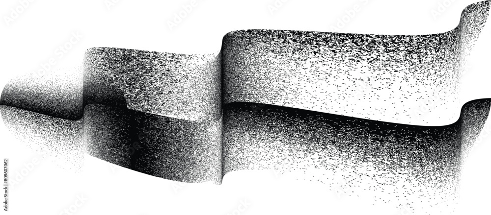 Poster distorted geometric shape . minimal art design . noise destroyed wave logo . trendy grainy shapes . 