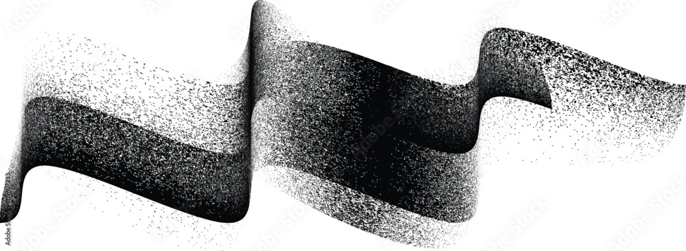 Poster distorted geometric shape . minimal art design . noise destroyed wave logo . trendy grainy shapes . 