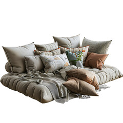Modern bed or sofa cushions or pillows styles for interior decoration furniture cutout, perfectly isolated