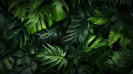 The Lush Greenery of Tropical Leaves in Nature's Embrace. Generative AI