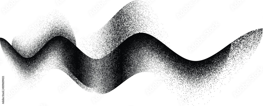 Poster distorted geometric shape . minimal art design . noise destroyed wave logo . trendy grainy shapes . 