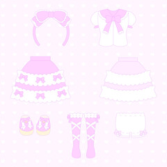 甘ロリ風な真夏のピンクロリィタコーデセット♪