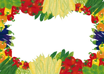 水彩風　夏野菜いろいろ　フレーム5