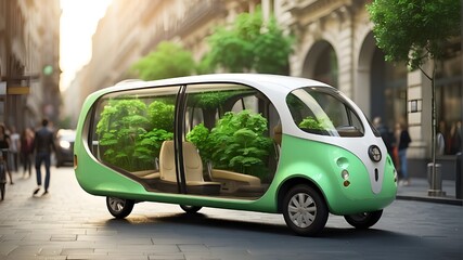 idea for environmentally friendly transportation. environmentally friendly transportation, highlighting the significance of cutting carbon emissions and protecting the environment.