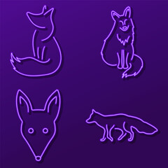 fox neon sign, modern glowing banner design, colorful modern design trend. Vector illustration.