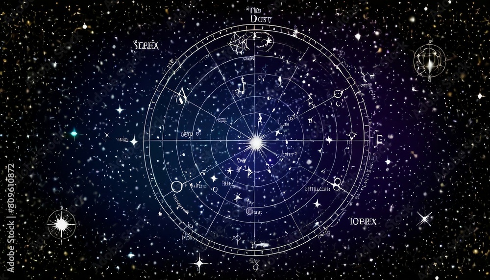 Sticker cosmic exploration: abstract celestial map background featuring constellations and astronomical symb