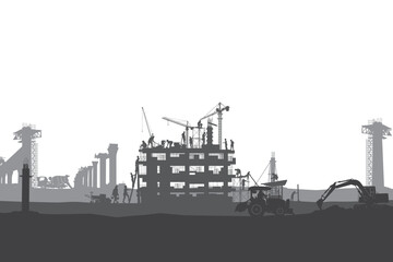 Construction vector background, Worker in a building site, Labour day background.