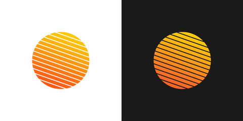 sun logo strip line vector circle sunrise sunset icon illustration