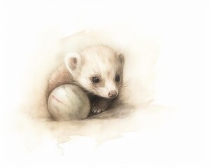 Fototapeta premium ferret playing with a jingly ball