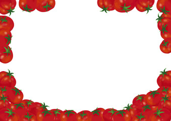 水彩風　トマト　フレーム1 Fresh Vegetable Series:Watercolor Summer Vegetables Tomato Frame