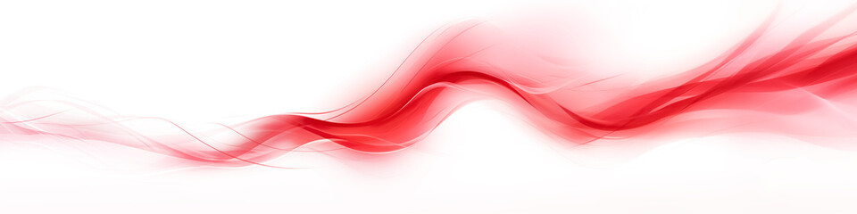 Abstract background with asymmetrical glowing translucent red wave on white backdrop