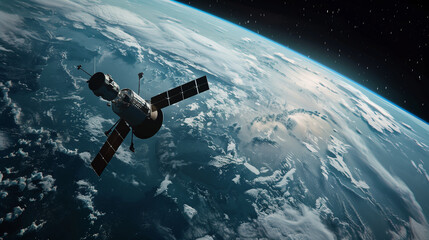Fototapeta premium Satellite Orbiting Earth in High Definition