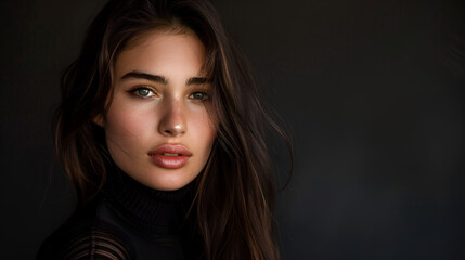 Fototapeta premium portrait of a lovely brunette on the dark background 