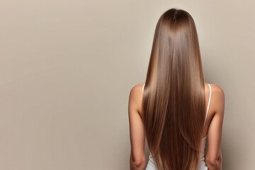 Fototapeta premium shiny brown and long hair of beautiful woman