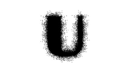 letter U with Spray Paint Drips, black isolated silhouette