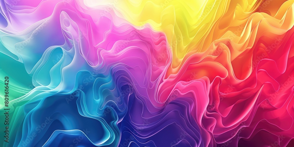 Poster rainbow colored abstract painting with smooth gradient transitions. aig51a.