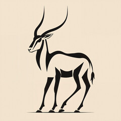 Vector Logo Style Illustration of an Antelope.  Isolated White Background. Generative AI Image.