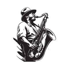 Musician Playing Saxophone image vector on white background