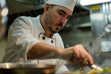 Chef following a recipe