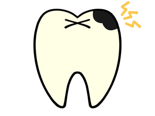 虫歯が痛む歯のキャラクターイラスト素材