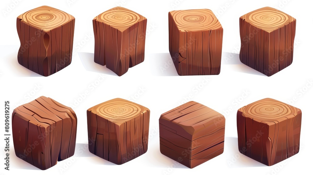 Poster a wooden cube block for alphabet games for kids. a 3d modern illustration of a rectangular beam elem