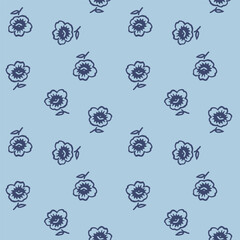 Japanese Cute Flower Motif Vector Seamless Pattern
