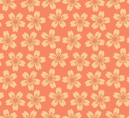 Japanese Pretty Cherry Blossom Fall Vector Seamless Pattern