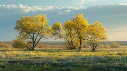Fototapeta premium Spring Trees in the Steppe Tamariskes