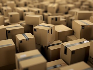 A vast array of brown cardboard boxes, symbolizing logistics, distribution, or storage.