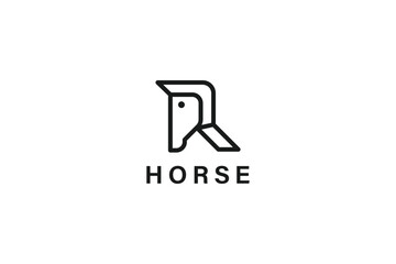 letter R and horse head logo