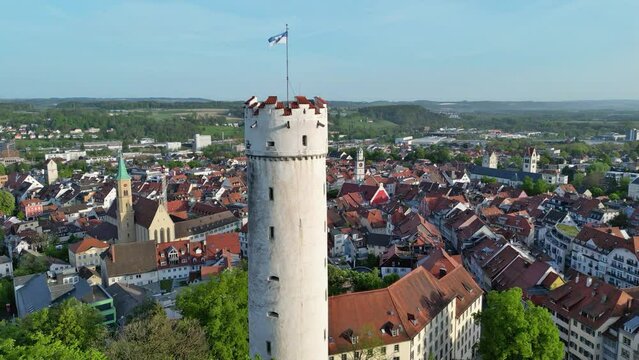 Ravensburg, Deutschland: Der Mehlsack (Turm) &uuml;berragt die Stadt
