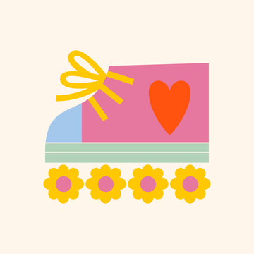 recommend clip art: Playful Flower Wheel Shoe in Full Color Clip Art