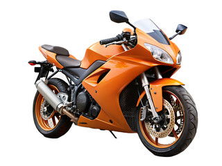 Orange sports bike motorcycle on a transparent background