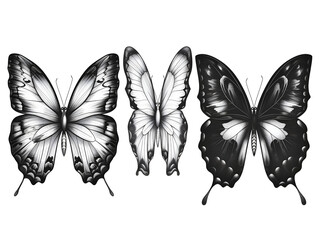 collection of butterflies on white