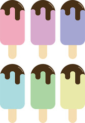Chocolate ice cream illustration in pastel colors
