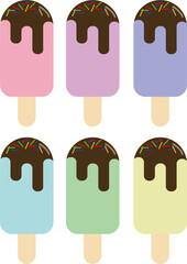 Chocolate ice cream illustration in pastel colors