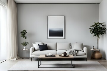 Minimalist living room. furniture has a modern and minimalist design, with a sofa