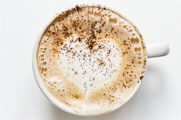 a cup of coffee with a heart shaped foam