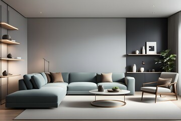 Minimalist living room. furniture has a modern and minimalist design, with a sofa