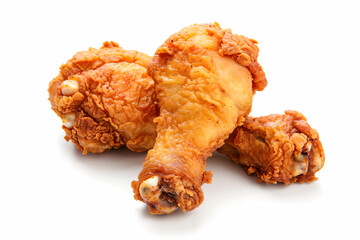 a fried chicken leg laying on top of a white surface