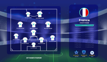 France Football line up formation, team info charts and manager design template
