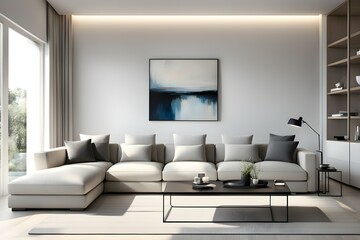 Minimalist living room. furniture has a modern and minimalist design, with a sofa