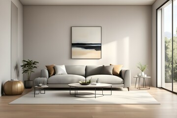 Minimalist living room. furniture has a modern and minimalist design, with a sofa