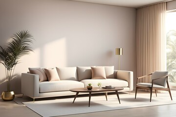 Minimalist living room. furniture has a modern and minimalist design, with a sofa
