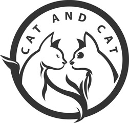 Web cat logo, shadow and circle also love