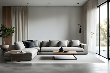 Minimalist living room. furniture has a modern and minimalist design, with a sofa