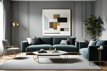 Minimalist living room. furniture has a modern and minimalist design, with a sofa