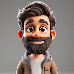 3D Male Cartoon Character with Bear, AI Generative