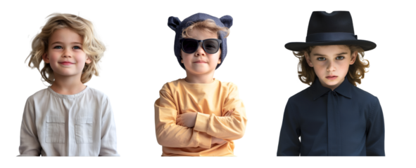 Portrait of children wearing fashionable clothes